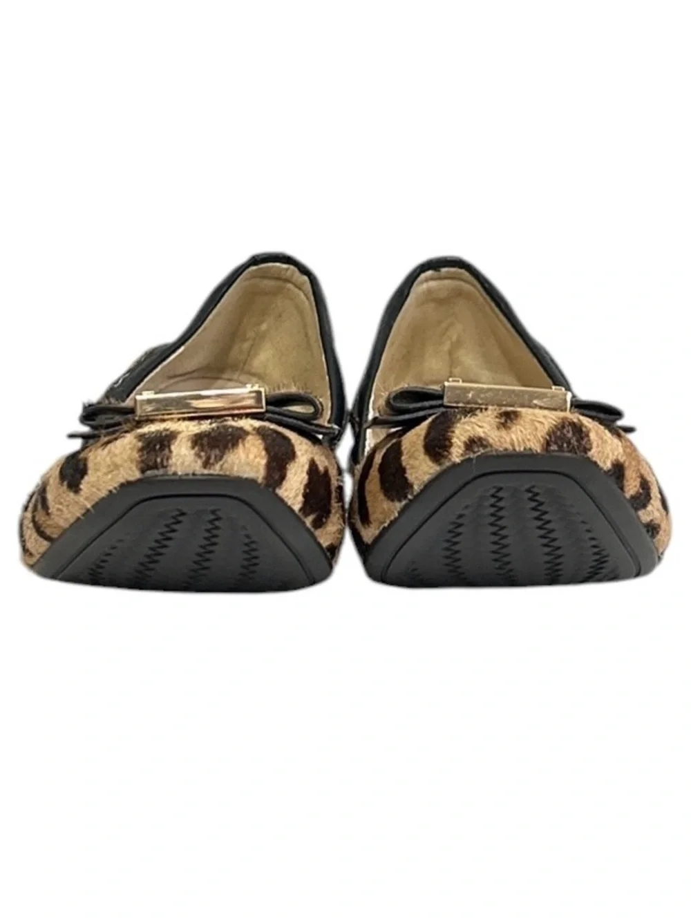 Cole Haan TALI Bow Ballet Flats Women’s Sz 8B Brown Ocelot Leather Calf Hair